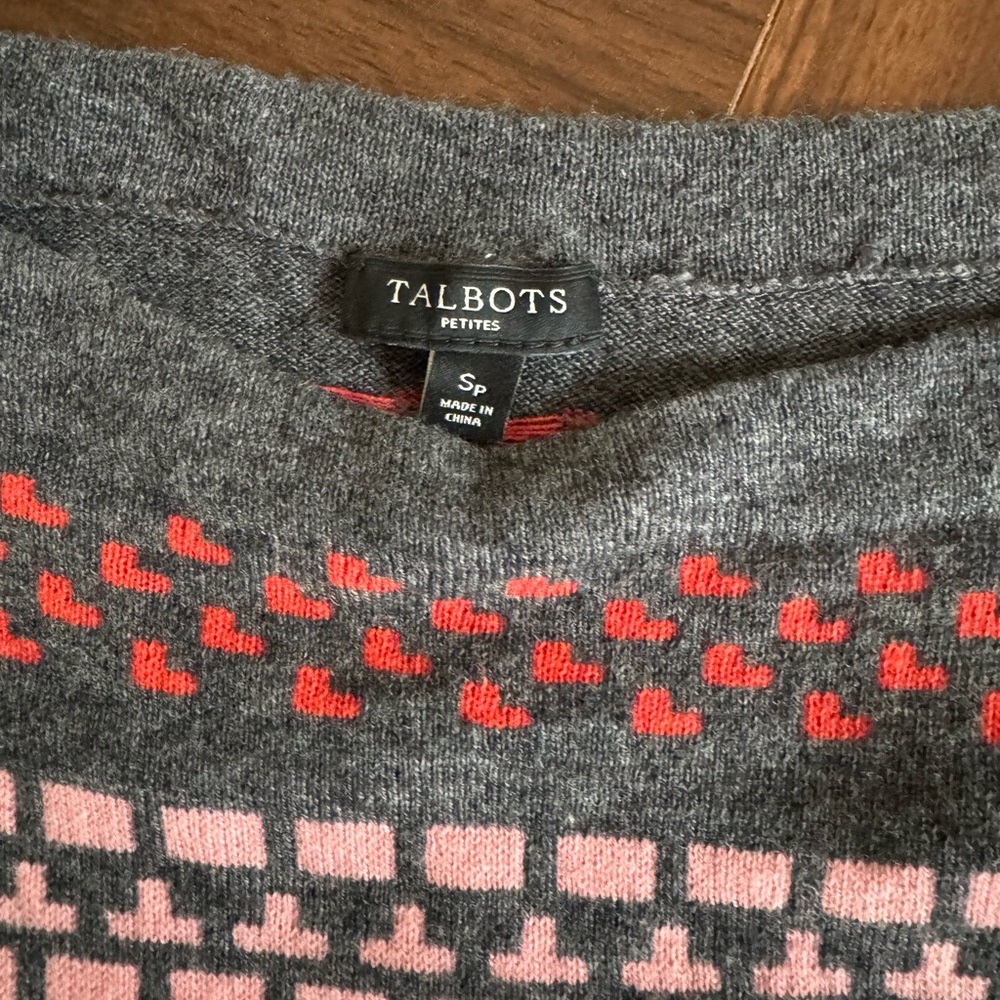 Talbots Gray Sweater with Red and Pink Accents - Picture 6 of 6